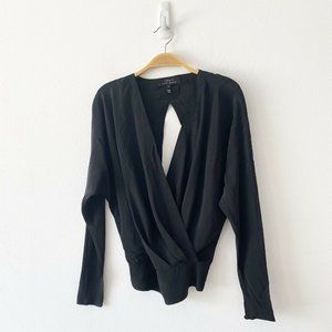 Robert Rodriguez Silk Black Low V-neck Blouse Sz 2